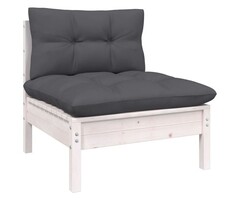 Vidaxl Modulares Garten-Mittelsofa aus Kiefernholz, Weiß - bis zu 70,1% Rabatt