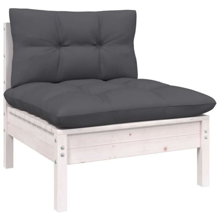 Modulares Garten-Mittelsofa aus Kiefernholz, Weiß - bis zu 70,1% Rabatt