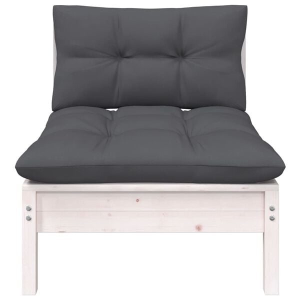 Modulares Garten-Mittelsofa aus Kiefernholz, Weiß - bis zu 70,1% Rabatt