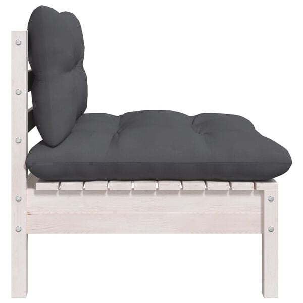 Modulares Garten-Mittelsofa aus Kiefernholz, Weiß - bis zu 70,1% Rabatt