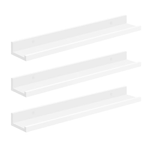 3x Schwebendes Wandregal 80x10 cm, Weiß - jetzt bis zu 70,4% reduziert