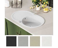 Vidaxl Granit-Küchenspüle Weiß 770x490mm - Ovales Design bis zu 69,4% reduziert