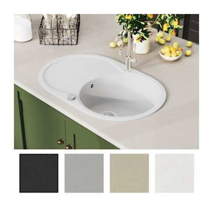 Moderne Granit-Küchenspüle in Weiß, 770x490 mm - bis zu 66,2% Rabatt
