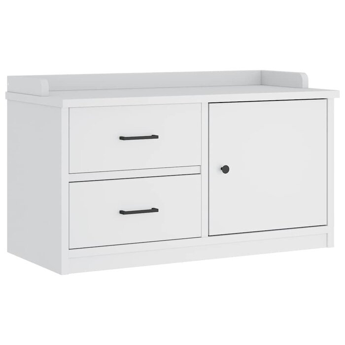 Flurbank mit Stauraum Weiß 87x40cm - Massivholz - Bis zu 75% reduziert