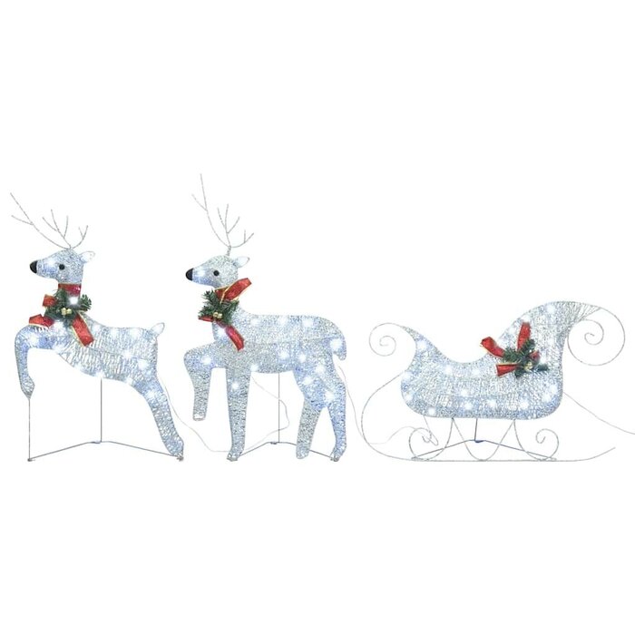 Weihnachts-Rentier mit Schlitten, 60 LEDs, Silber - Jetzt bis zu 73,9% günstiger