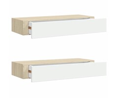 Vidaxl 2er-Set Wandregale mit Schublade - Eichenoptik/Weiß - bis zu 79 % Rabatt