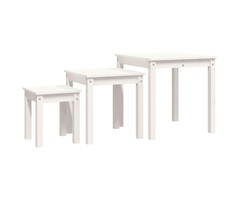 Vidaxl 3-tlg. Beistelltisch-Set Kiefer massiv, weiß - Sparen Sie bis zu 78,7%