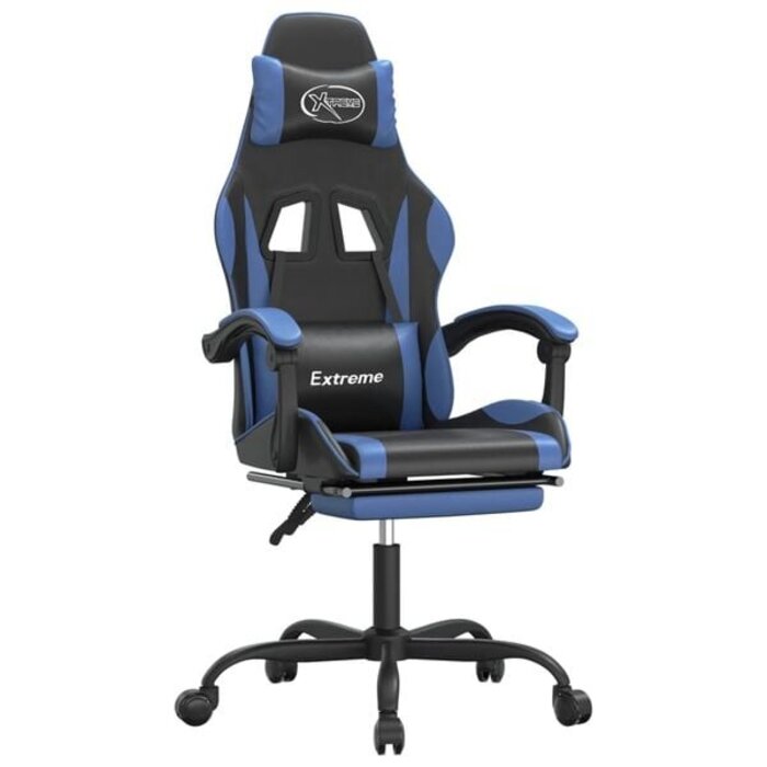 Gaming-Stuhl mit Fußstütze - Schwarz/Blau - bis zu 75,2% Rabatt