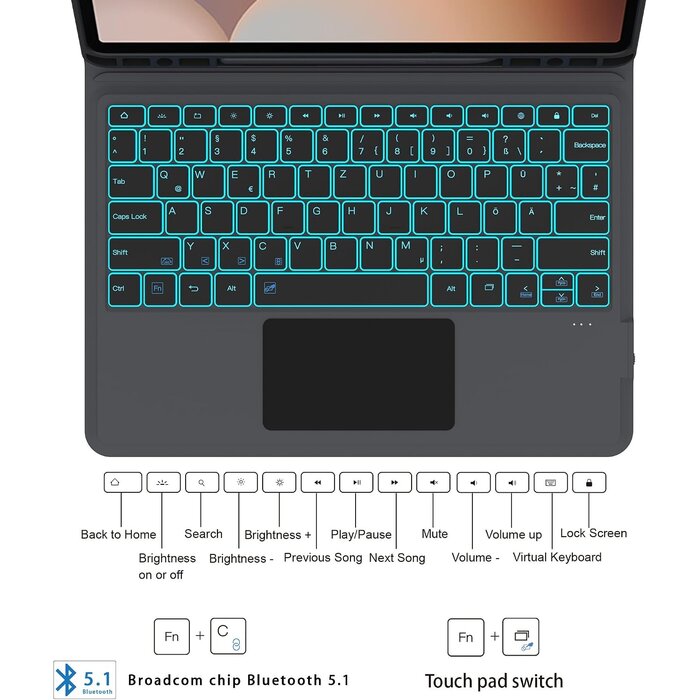 Tastatur-Hülle mit Touchpad für 12.4" Samsung Tablets - Bis zu 65,7% Rabatt