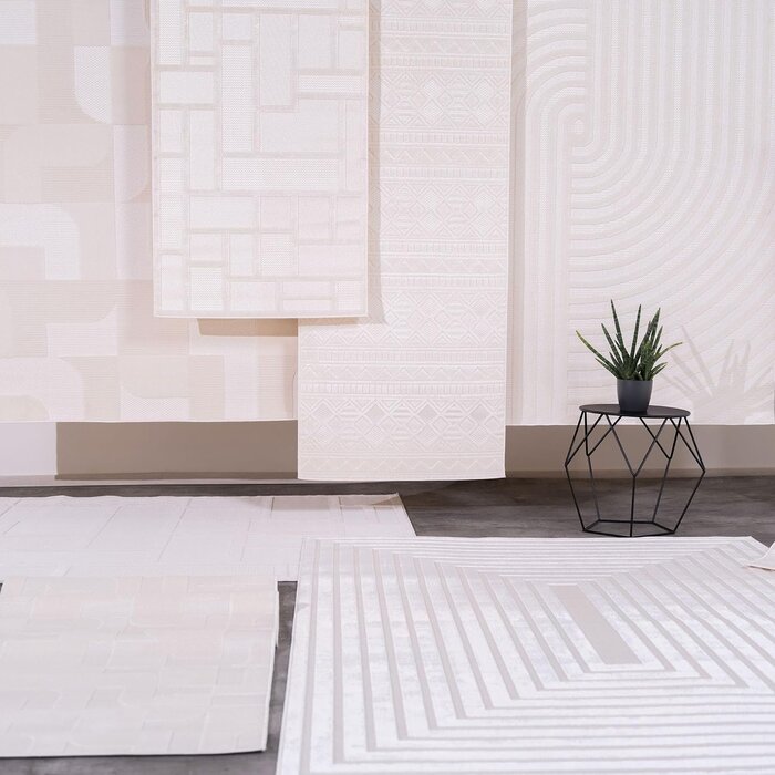 Wetterfester Labyrinth Teppich Creme 120x170cm - Jetzt bis zu 65,4% günstiger