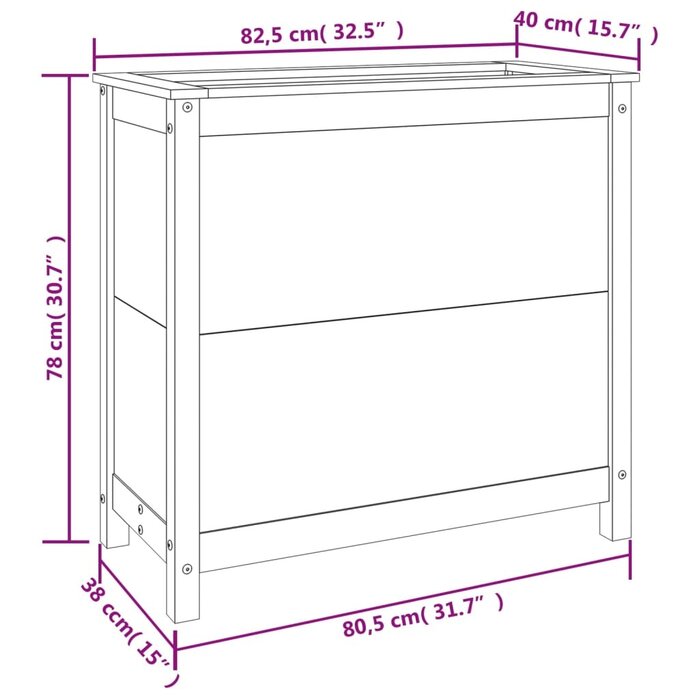 Pflanzkasten aus Kiefernholz Grau, 82,5x40x78 cm - bis zu 67% reduziert