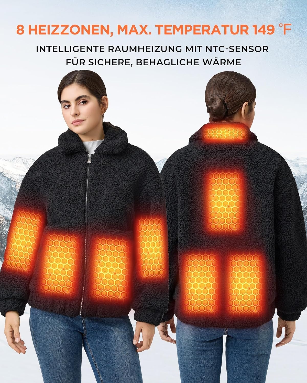 Beheizbare Damen-Fleecejacke mit 8 Heizzonen & Powerbank - bis zu 67,1% Rabatt