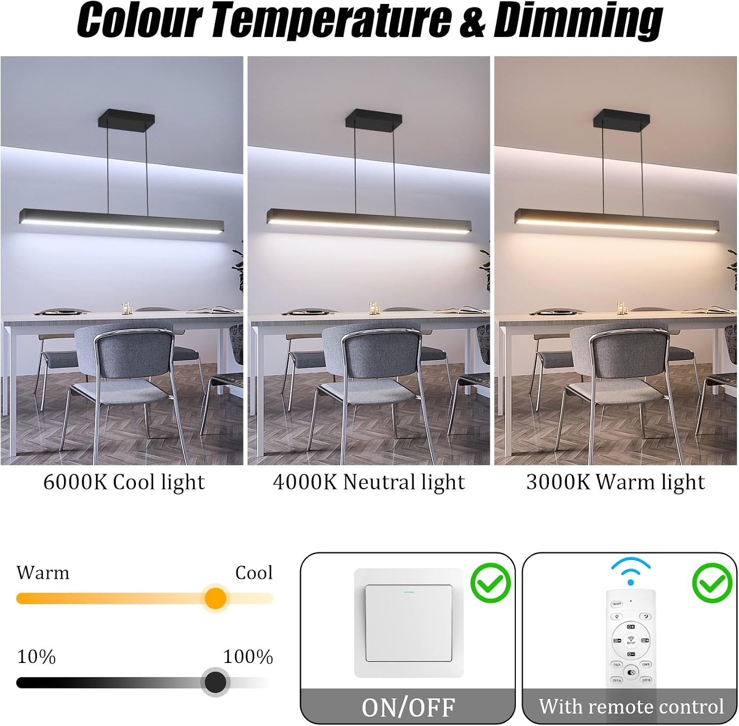 Lineare LED-Pendelleuchte Schwarz 102 cm - Dimmbar - bis zu 64% Rabatt