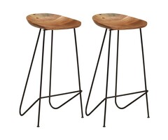 Vidaxl Barhocker 2er Set Akazie & Stahl - Industrial Look - bis zu 67,9% Rabatt