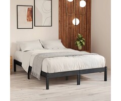 Vidaxl Massives Kiefernholz Bettgestell 200x200cm - Grau - Bis zu 72% Rabatt