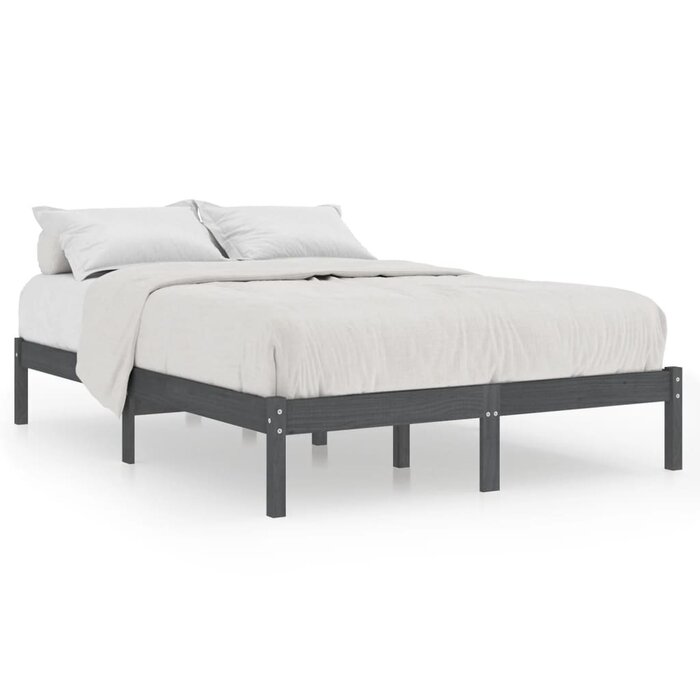Massives Kiefernholz Bett 200x200 cm Grau - Bis zu 66,1% Rabatt