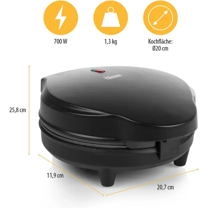 Eiswaffeleisen 700W, 20 cm - Antihaftbeschichtet - Jetzt bis zu 32,2% Rabatt
