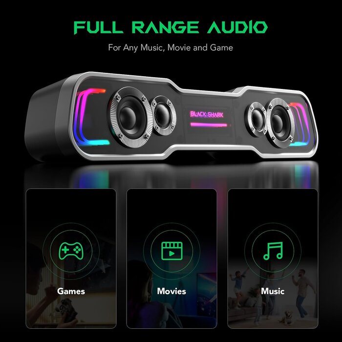 PC Soundbar mit RGB & Bluetooth - 10W Stereo - bis zu 61,2% Rabatt