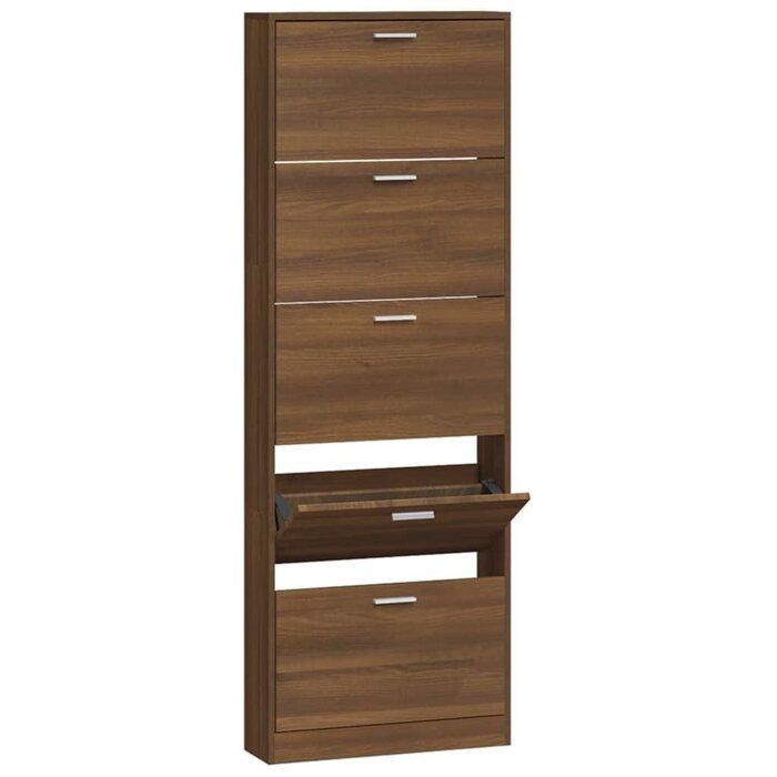 Vidaxl Schuhschrank Eiche 5 Klappfächer, 59x169cm - bis zu 60,3% reduziert