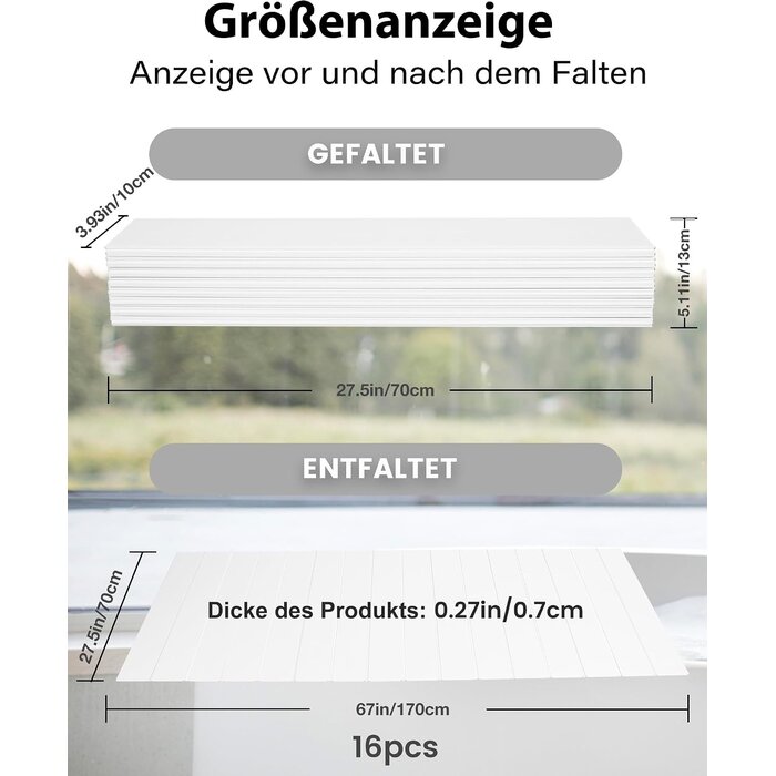 Klappbare Badewannenabdeckung 70x170 cm PVC - Weiß - Sparen Sie bis zu 59,9%