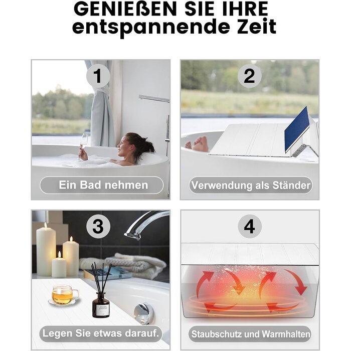 Klappbare Badewannenabdeckung 70x170 cm PVC - Weiß - Sparen Sie bis zu 59,9%