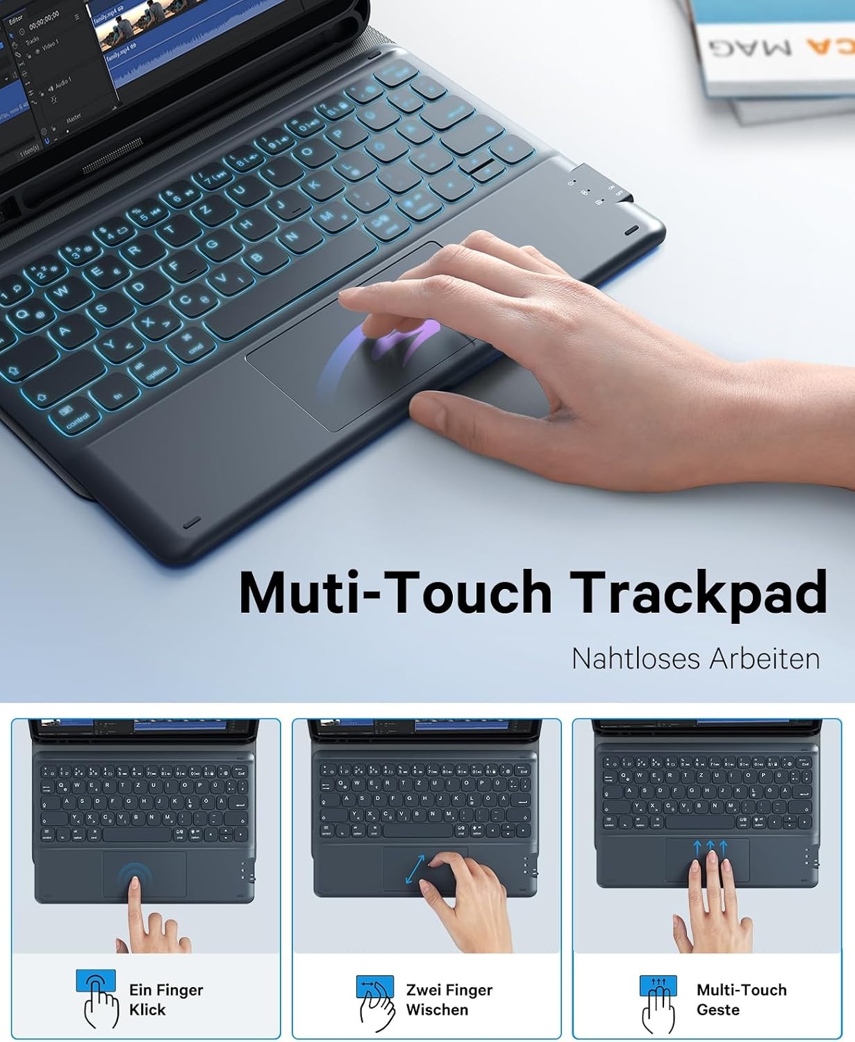 iPad Tastatur-Hülle mit Touchpad (QWERTZ) - bis zu 55,5% sparen!