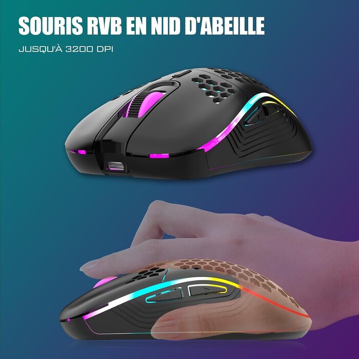 Gaming Tastatur & Maus Set AZERTY kabellos, RGB, 3200 DPI - bis zu 55,5% Rabatt