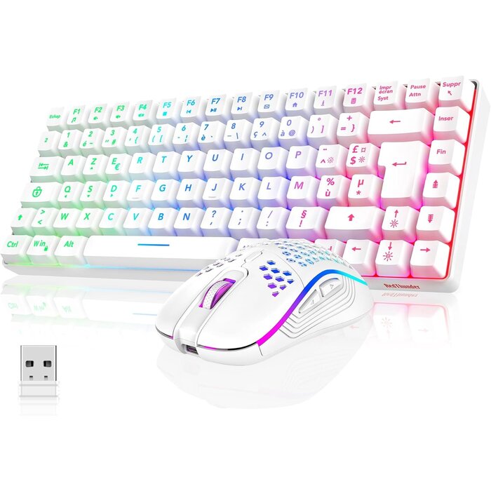 Gaming Tastatur & Maus Set AZERTY kabellos, RGB, 3200 DPI - bis zu 55,5% Rabatt