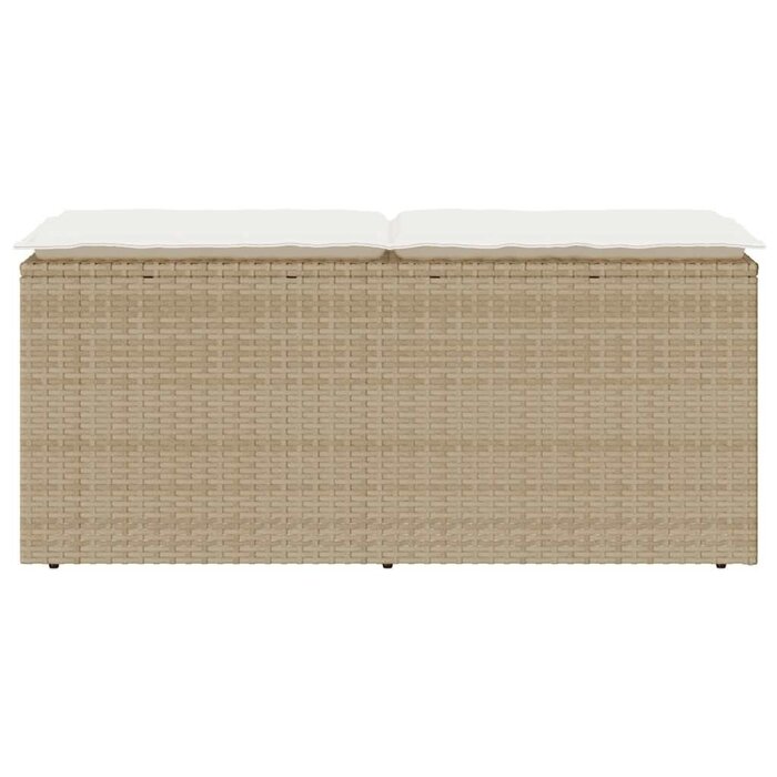 Gartenbank mit Kissen 110x40x44 cm Poly-Rattan beige - bis zu 56,9% Rabatt