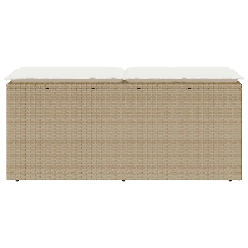 Gartenbank mit Kissen 110x40x44 cm Poly-Rattan beige - bis zu 56,9% Rabatt