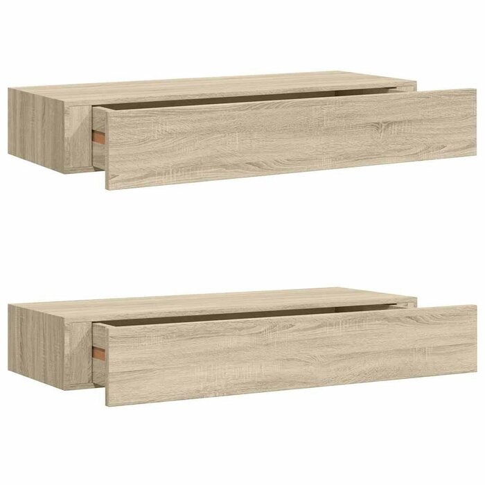 Wandregal mit Schublade 2er-Set Eiche - bis zu 59,3% Rabatt im Outlet