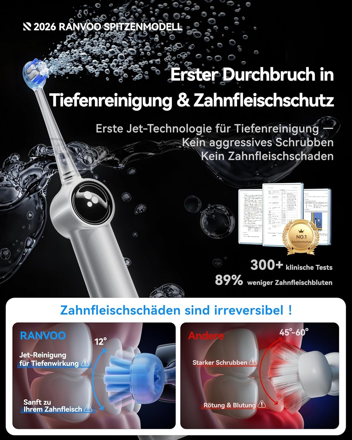 Innovative Schallzahnbürste mit BubbleJet - jetzt bis zu 78% sparen