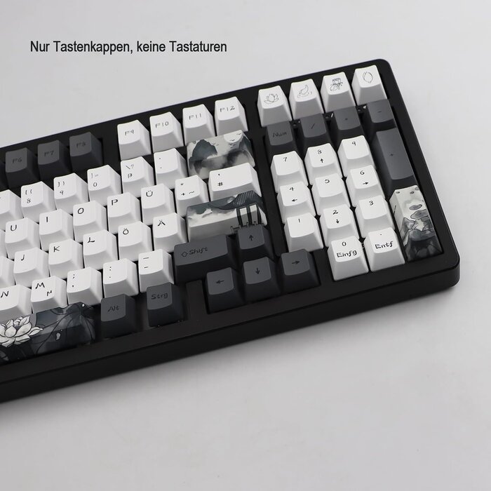 Mechanische Tastatur Keycaps - Ink Lotus Design QWERTZ - bis zu 56,8% Rabatt