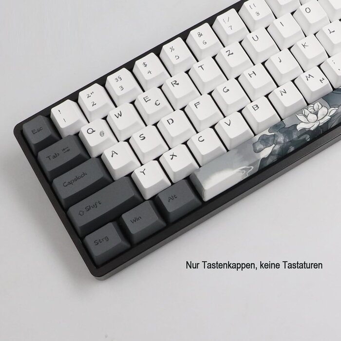 Mechanische Tastatur Keycaps - Ink Lotus Design QWERTZ - bis zu 56,8% Rabatt