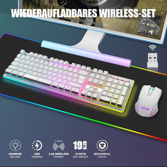 Redthunder Wireless Gaming-Tastatur & Maus Set QWERTZ - bis zu 58.1% Rabatt