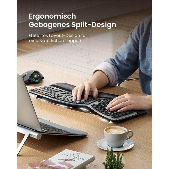 Ergonomische Funk-Tastatur QWERTZ mit Handballenauflage - bis zu 58,4% reduziert