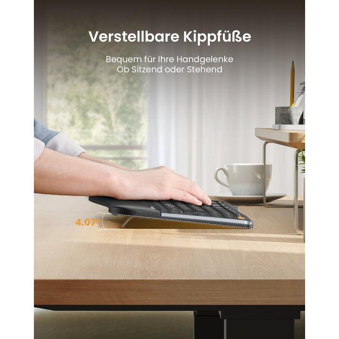 Ergonomische Funk-Tastatur QWERTZ mit Handballenauflage - bis zu 58,4% reduziert