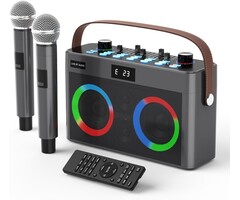 Tragbarer Bluetooth Karaoke-Lautsprecher mit 2 Mikrofonen - bis zu 65% Rabatt