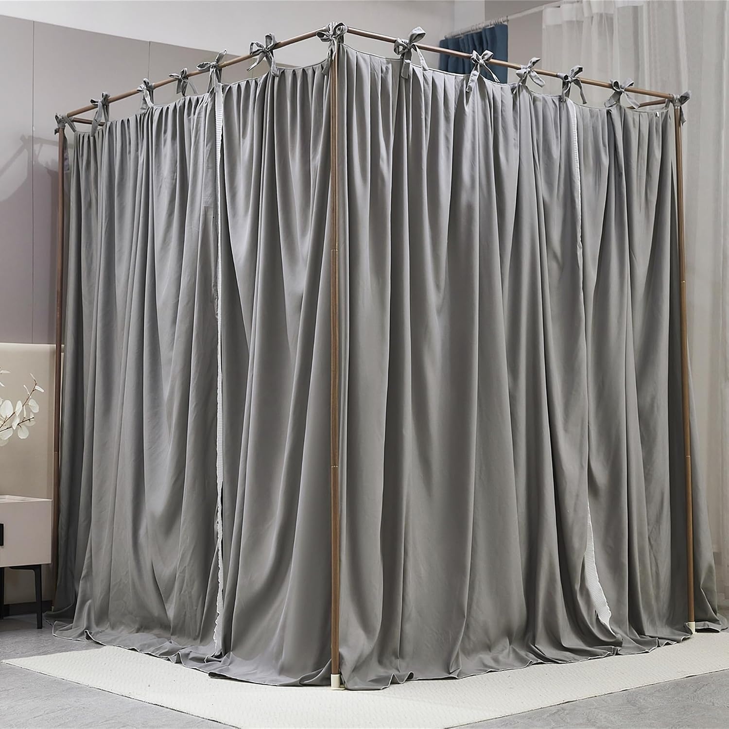 Eleganter Betthimmel mit Moskitonetz, 1,35m, Grau - bis zu 58,9% Rabatt