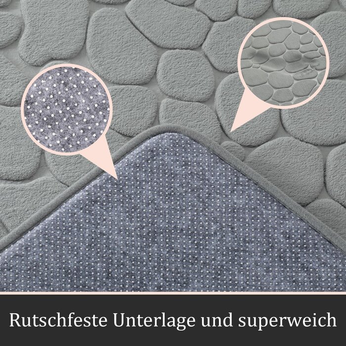 5-tlg. Memory-Schaum Badematten-Set Hellgrau - bis zu 57,2% sparen
