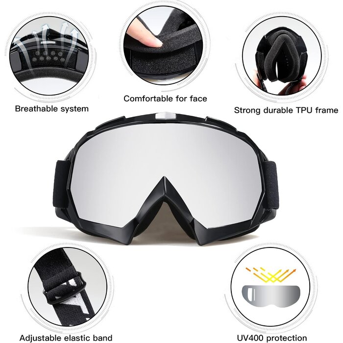 Robuste Offroad-Motorradbrille - UV-Schutz & kratzfest - bis zu 73% Rabatt