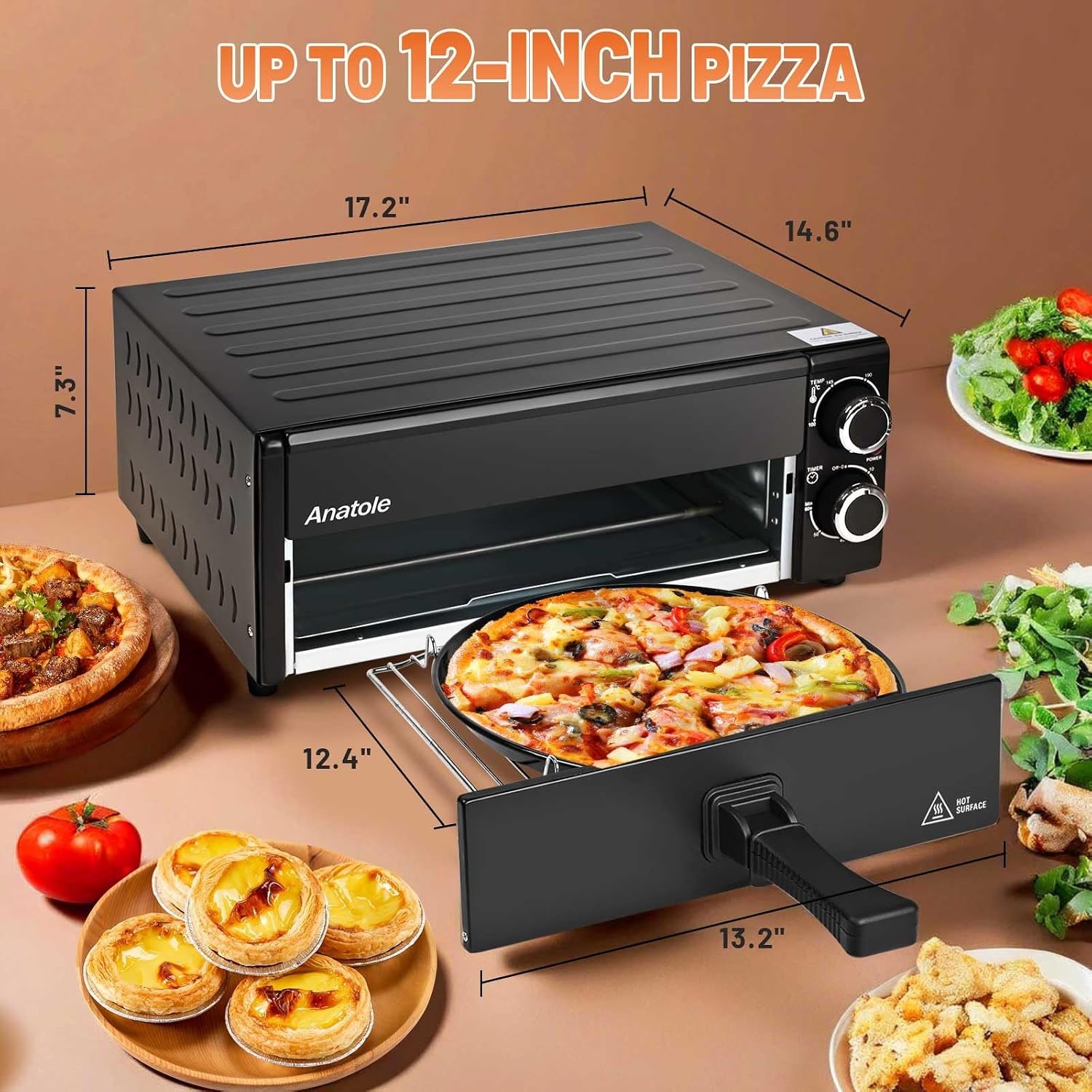 Elektrischer Pizzaofen 1800W bis 30 cm - Outlet-Angebot: bis zu 57,5% Rabatt