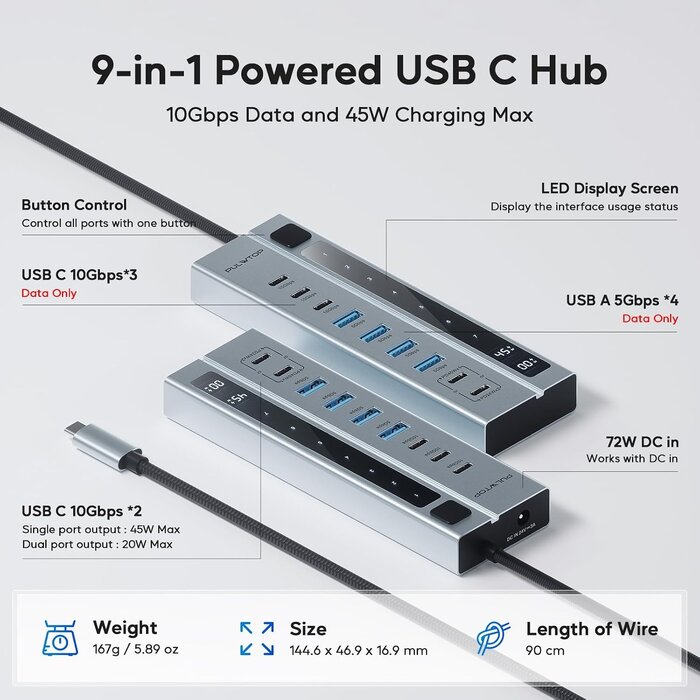 9-in-1 USB-C Hub mit 72W Netzteil - Jetzt bis zu 64,6% günstiger