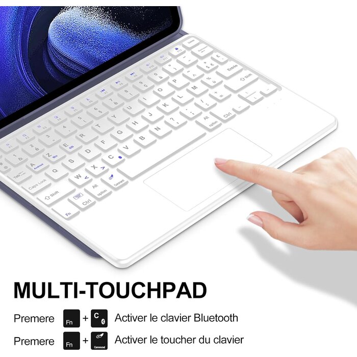 Jademall Tastaturhülle für 11 Zoll Tablet, mit Trackpad, AZERTY, Violett - bis zu 67% Rabatt