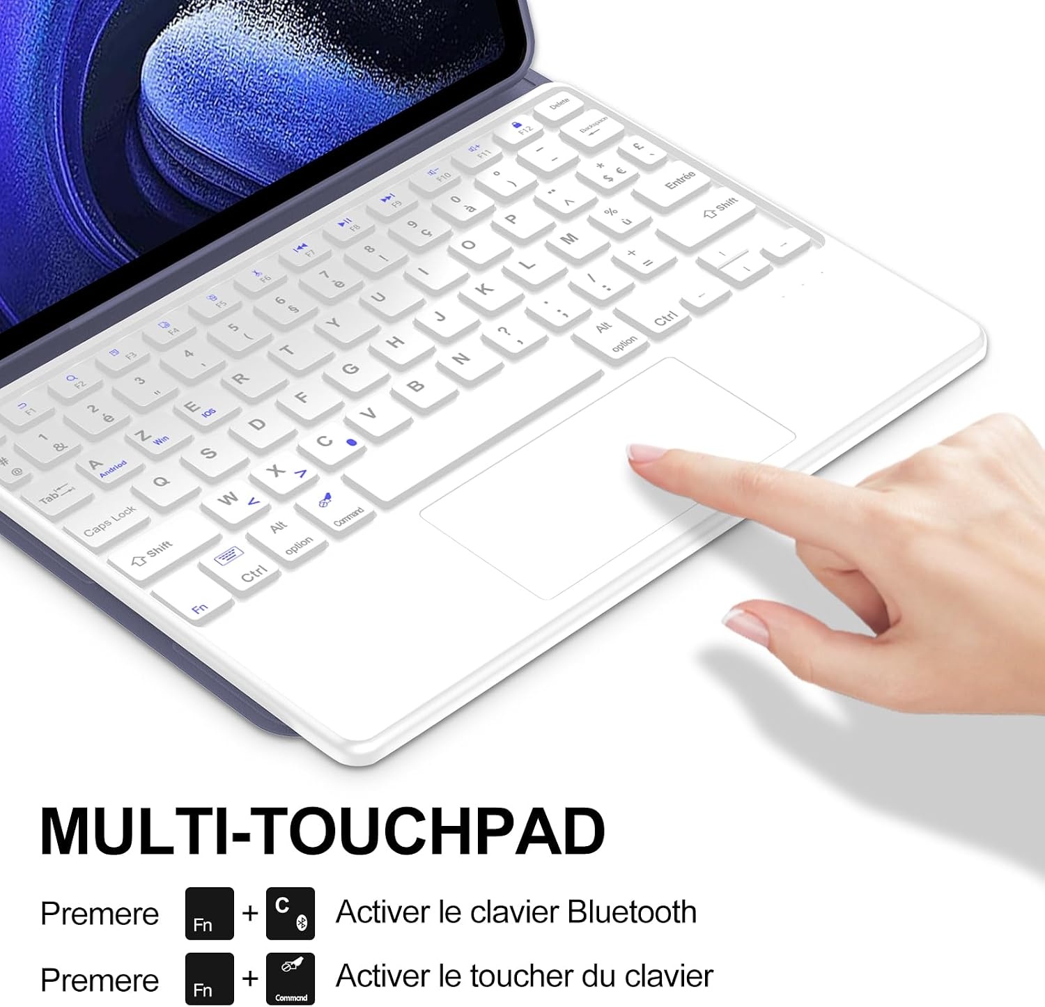 Jademall Tastaturhülle für 11 Zoll Tablet, mit Trackpad, AZERTY, Violett - bis zu 67% Rabatt