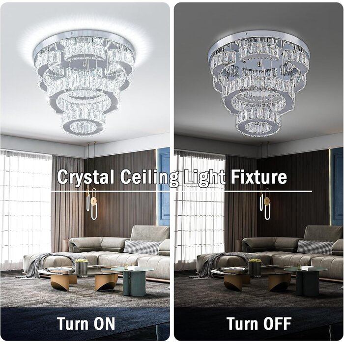 LED Kristall-Kronleuchter 2 Ringe 40 cm, dimmbar, bis zu 71,6% Rabatt
