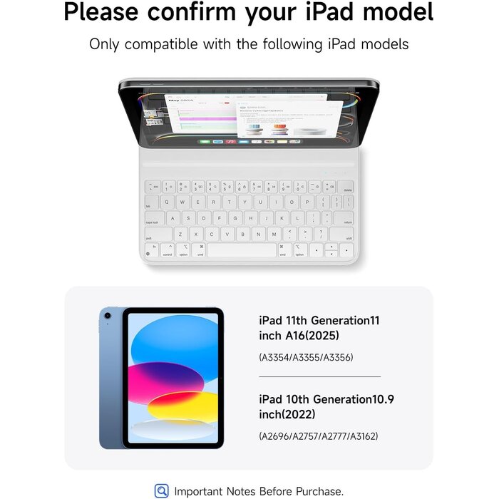 Hou iPad 10. Gen Tastaturhülle (10,9 Zoll) Italienisch Weiß - bis zu 75% Rabatt