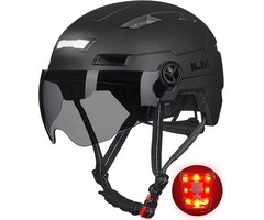 Sicherer Fahrradhelm mit LED & Visier - Mattschwarz - bis zu 45,3% Rabatt