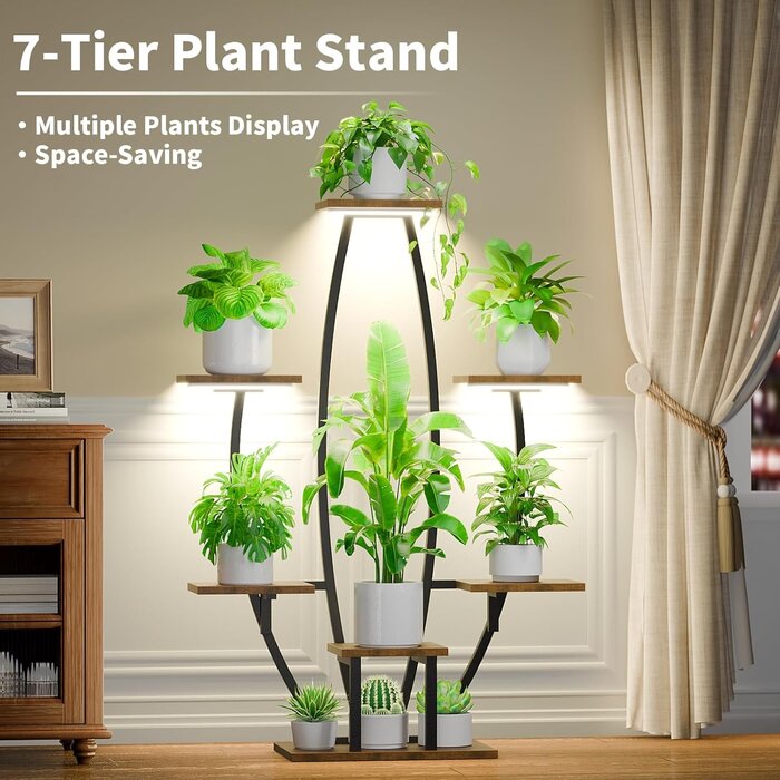 JUSTOGO Pflanzenständer mit LED - 7 Ebenen, 119 cm - bis zu 56,4% Rabatt