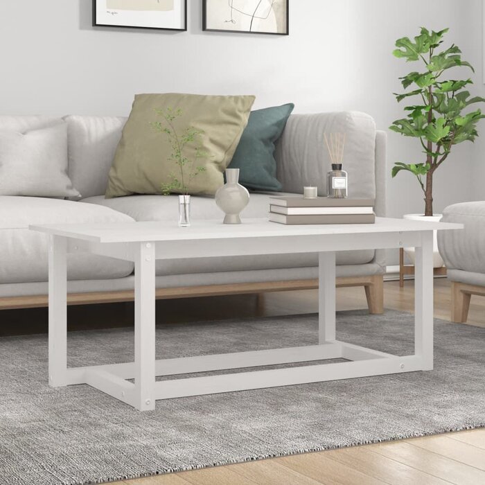 Vidaxl Couchtisch aus Kiefernholz 110x55cm Weiß - jetzt bis zu 68% reduziert